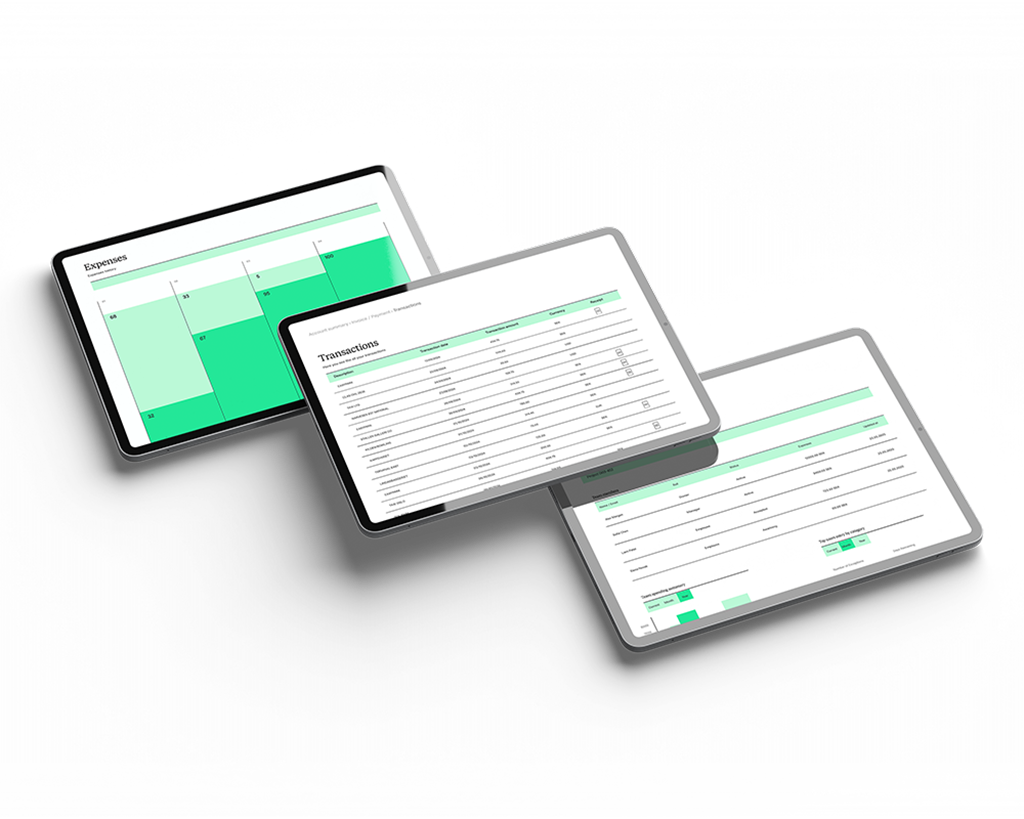 Tablets zeigen Ausgaben- und Transaktionsanalysen im AirPlus-Portal an.