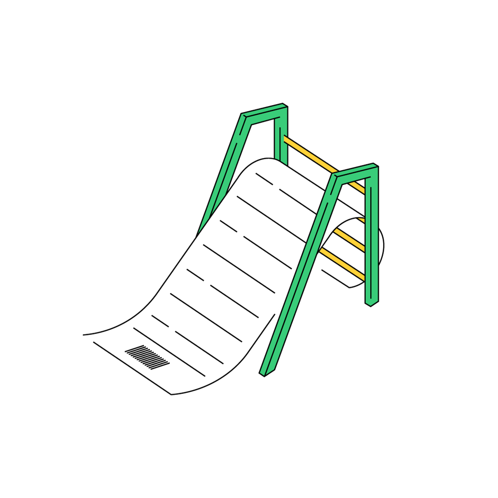 Illustration of a receipt as a slide, symbolising easy receipt management